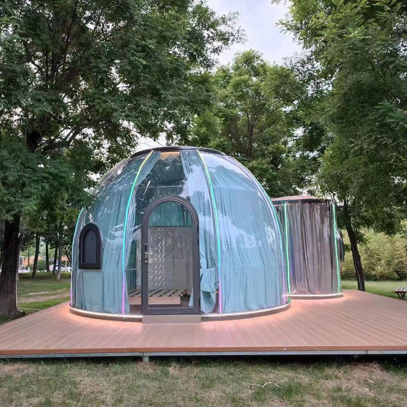 3m X 2.3m इग्लू बबल टेंट पॉली कार्बोनेट गुंबद घर लकड़ी के कार्टन पैकेज के साथ